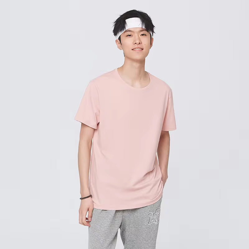 Summer Cotton T Shirts Men 2024 Simple O Neck Stretch Solid New Tops Clothing Casual Tshirt Man Streetwear Cool Tee Shirts