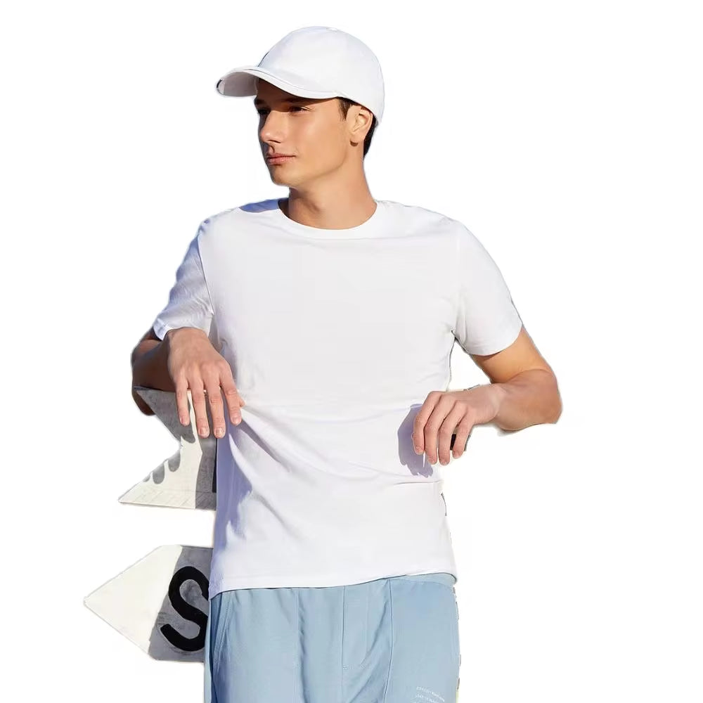 Summer Cotton T Shirts Men 2024 Simple O Neck Stretch Solid New Tops Clothing Casual Tshirt Man Streetwear Cool Tee Shirts