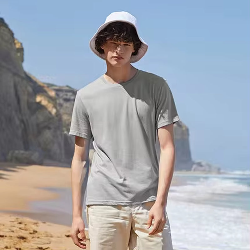 Summer Cotton T Shirts Men 2024 Simple O Neck Stretch Solid New Tops Clothing Casual Tshirt Man Streetwear Cool Tee Shirts